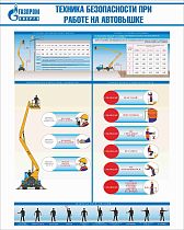 Стенд Техника безопасности при работе на автовышке, плакат, логотип, белый фон. (800х1 000; Пластик ПВХ 4 мм; Алюминиевый профиль)