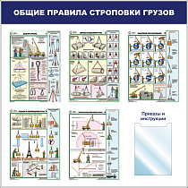 Стенд Общие правила строповки грузов, плакат А3 строповка грузов-5 шт., карман вертикальный, плоский А4-1 шт (1100х1100; .Пластик ПВХ 4 мм, пластиковый профиль)