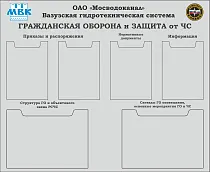 Стенд по ГО и ЧС,4 кармана А4, 2 кармана А3  (1100х900; Пластик ПВХ 4 мм, алюминиевый профиль; )