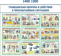 Стенд Гражданская оборона и ЧС. (9 плакатов А3) (1400х1200; Пластик ПВХ 4 мм, алюминиевый профиль; )